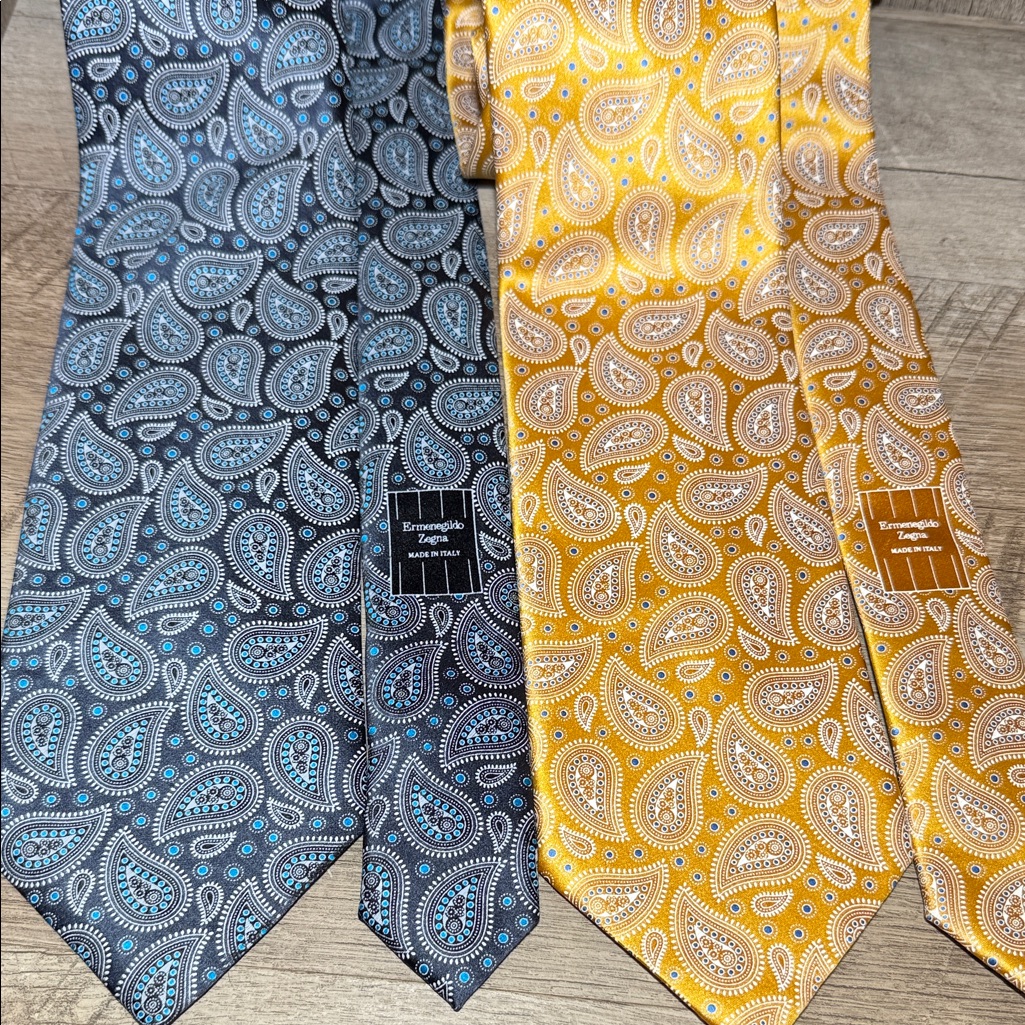 Set Of 2 Ermenegildo Zegna Paisley Silk Tie